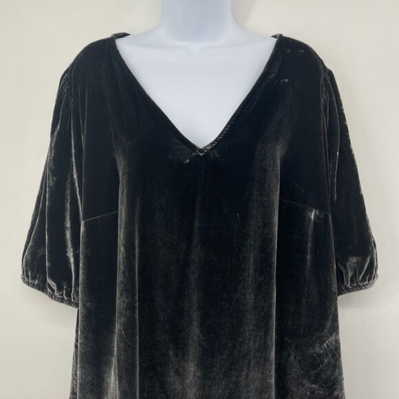 The Loft Plus Size Crushed Velvet Puff Sleeve V-Neck Blouse Top Shirt Grey 16 - Picture 7 of 10
